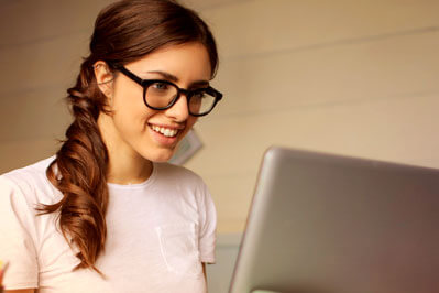 Student using a computer