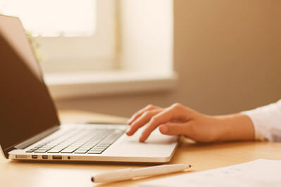 Student working on a laptop