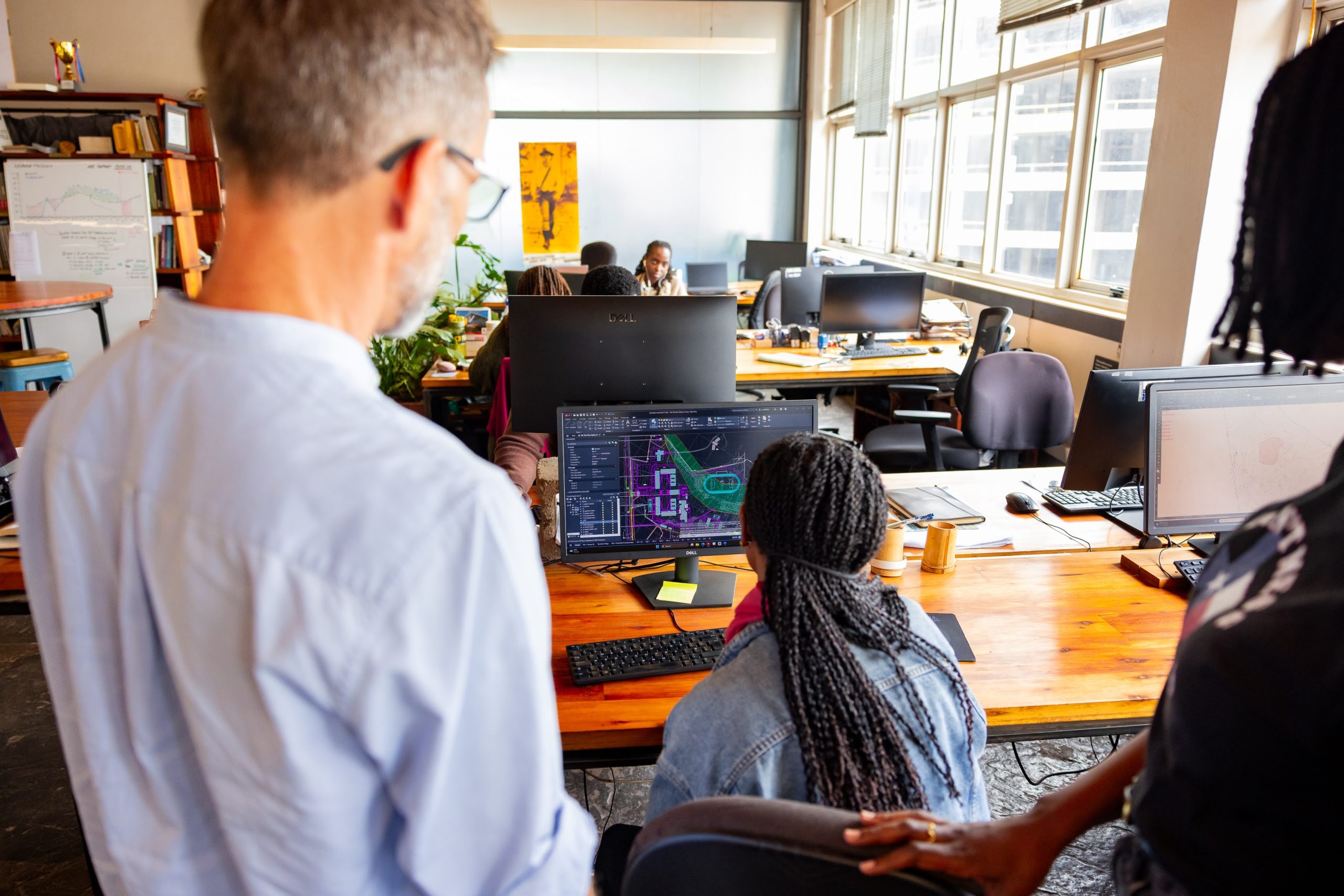 Students learning in a computer lab